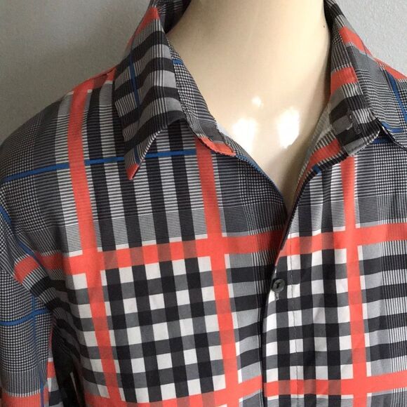 Brach Brach black/red/blue plaid button shirt, sm - Picture 2 of 5